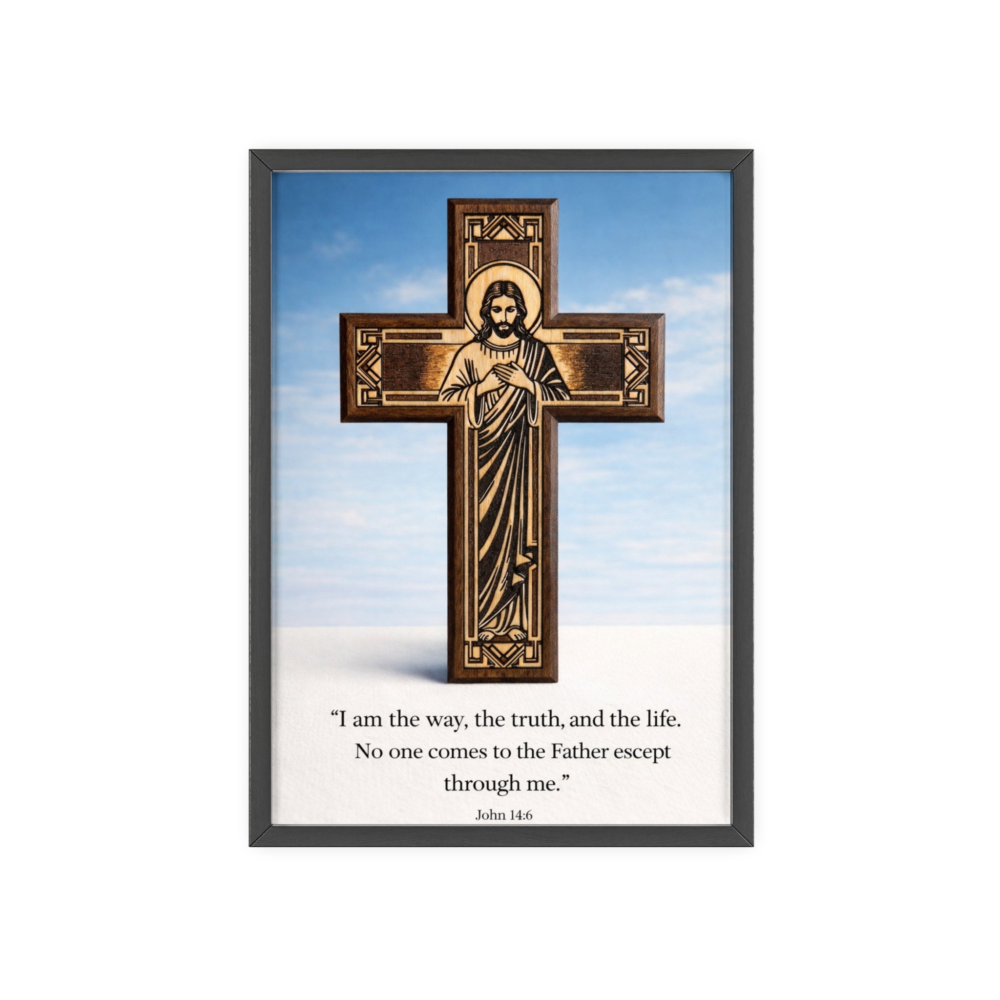 John 14:6 Inspirational Wall Art — Framed Wooden Poster