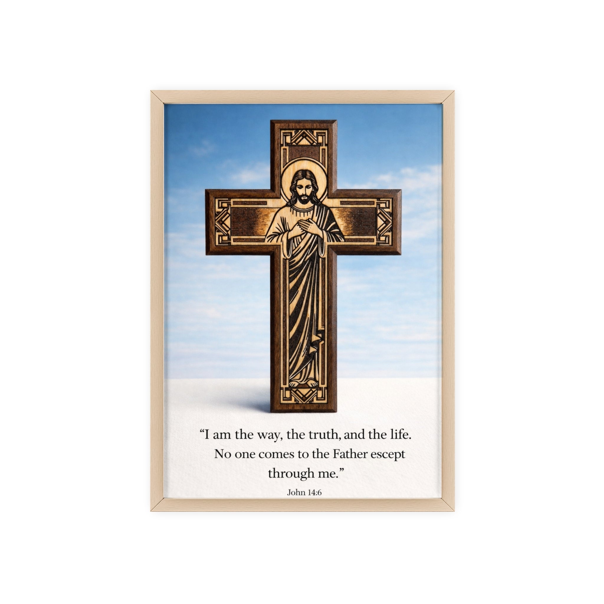 John 14:6 Inspirational Wall Art — Framed Wooden Poster