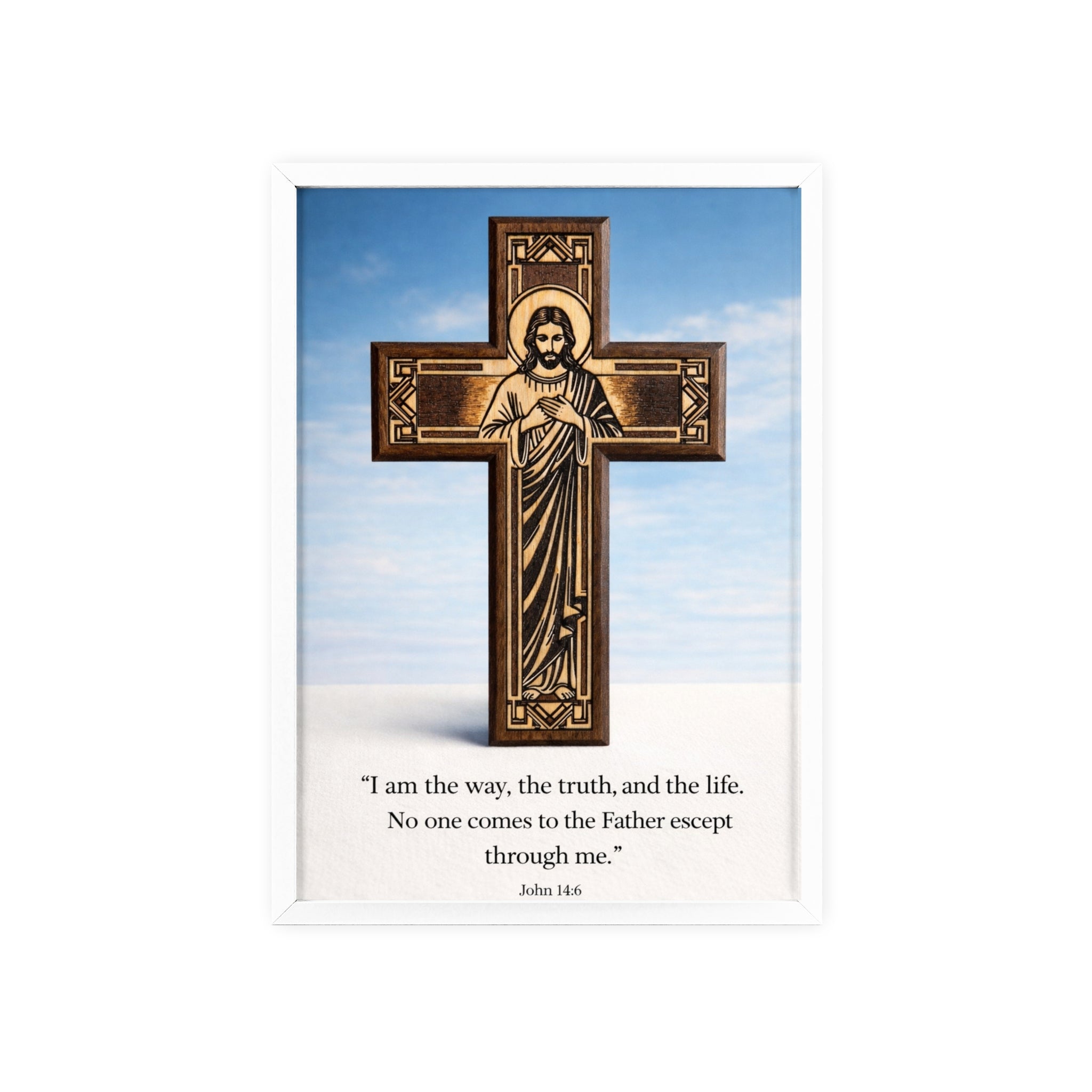 John 14:6 Inspirational Wall Art — Framed Wooden Poster